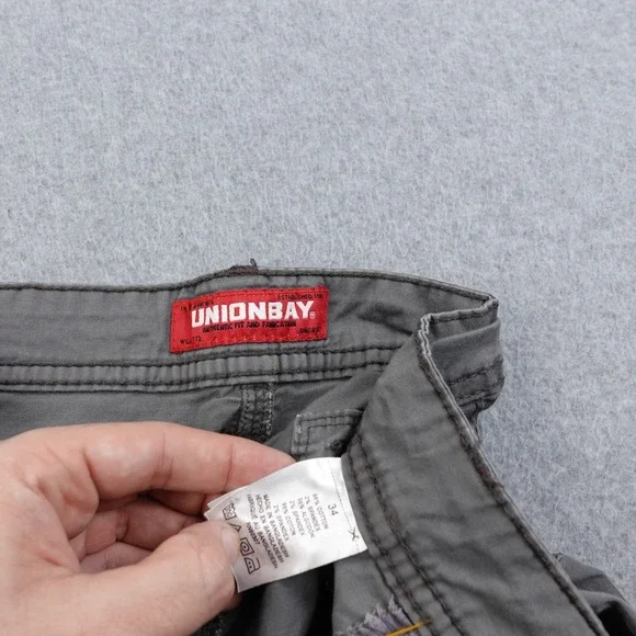 Unionbay Mens 34 Cargo Shorts Size 34 Gray Skater Y2k Grunge Baggy Outdoor Camp‎ - Picture 2 of 6